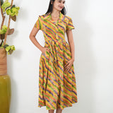 Rainbow cotton button down shirt dress