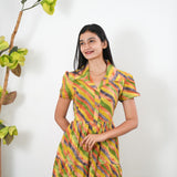 Rainbow cotton button down shirt dress