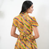 Rainbow cotton button down shirt dress