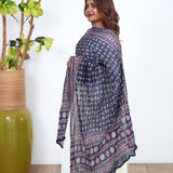 Midnight blue pure cotton dupatta