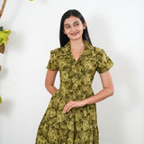 Khaki cotton button down shirt dress