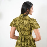 Khaki cotton button down shirt dress