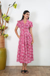 Pink cotton button down shirt dress