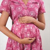 Pink cotton button down shirt dress