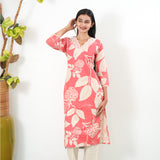 Peach V neck co-ords set