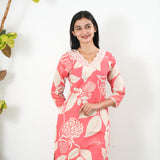 Peach V neck co-ords set