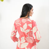 Peach V neck co-ords set