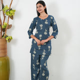 Midnight blue katha co-ord set