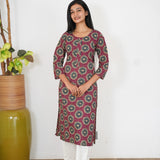 Magenta and blue cotton kurti