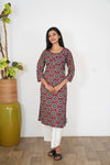Magenta and blue cotton kurti