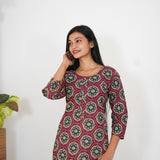 Magenta and blue cotton kurti