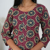 Magenta and blue cotton kurti