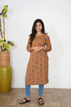 Mustard and maroon cotton kurti