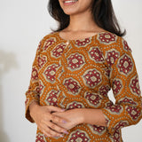 Mustard and maroon cotton kurti