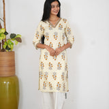 Marigold V neck cotton kurti