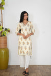 Marigold V neck cotton kurti