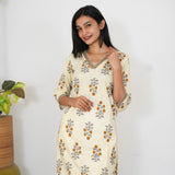 Marigold V neck cotton kurti