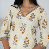 Marigold V neck cotton kurti
