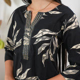 Beige fern cotton kurta