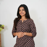 Black ajrakh butta cotton kurti