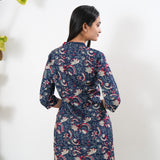 Midnight blue floral cotton kurta