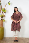 Red roses cotton short kaftan