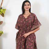 Red roses cotton short kaftan