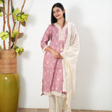 Mauve linen cotton suit set