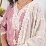 Mauve linen cotton suit set