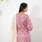 Mauve linen cotton suit set