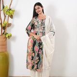 Black chikankari cotton suit set