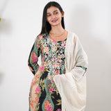 Black chikankari cotton suit set