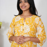 Canary floral cotton kurti