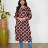 Maroon butta cotton kurti