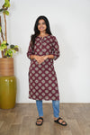 Maroon butta cotton kurti