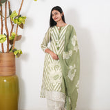 Pastel green stripes linen suit set