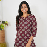 Maroon butta cotton kurti