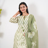 Pastel green stripes linen suit set