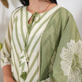Pastel green stripes linen suit set