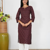 Maroon diamond butta cotton kurti