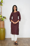 Maroon diamond butta cotton kurti