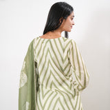 Pastel green stripes linen suit set