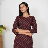 Maroon diamond butta cotton kurti