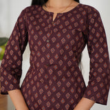 Maroon diamond butta cotton kurti