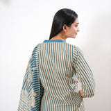 Blue stripes cotton suit set