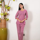 Magenta cotton lounge sleep wear
