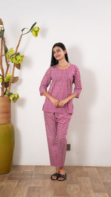 Magenta cotton lounge sleep wear