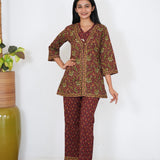 Maroon overcoat cotton co-ord set