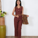 Maroon overcoat cotton co-ord set