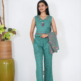 Turquoise overcoat cotton co-ord set